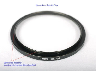 Step Up Adapter Ring Holder 58mm-62mm 58-62 for Camera Lens Filter UV CPL ND GND