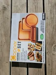 Brand New 4 Pc Copper Bakeware Set Dishwasher Safe Round Square Loaf Roster Pan