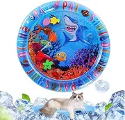 Cat Water Bed Play Mat, Cooling Waterbed Pad, 25.59x25.59x3.15 Inches Leakproof Sturdy Material & Soft Comfortable, Sensory Enrichment Toy for Home Travel Indoor Outdoor