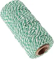 kokiya 328 Feet (100m) Colored Cotton Twine String Rope Cord for Crafts, Green, as described