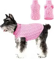 NACOCO Classic Dog Sweater Knitted Turtleneck Dog Sweater Warm Winter Clothes for Small Dogs Puppy Cat (Large, Pink)