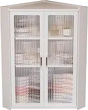Wall mounted Corner Bathroom Storage Rack with Double door Cosmetics Cabinet Multi layer Kitchen Seasoning Floating Shelf Space saving Storage Solution for Sink Area