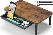 Monitor Stand Riser, 3 Height Adjustable Desktop Stand with Storage Drawer for Printer Laptop PC, Office and Home Desk Accessories (Wood)