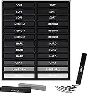 24 Pcs Compressed Charcoal Sticks with Soft, Medium, Hard and White Charcoal - Premium Drawing Charcoal Kit for Drawing, Sketching and Shading - Art Supplies for Artists Beginners