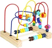 Generic 1pc Fruit Ball Roller Coaster for B Educational Plaything Puzzle Fruit Learning Parent Interactive Colorful Wood