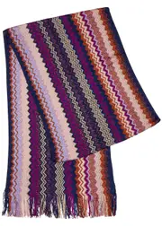 Missoni Zigzag-intarsia Knitted Scarf - Purple ONE SIZE