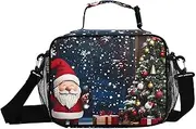 Christmas Santa Cute Insulated Lunch Box for Women Men - Ideal for Work, Picnics - Includes Adjustable Shoulder Strap