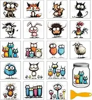 GLOBLELAND 18 Sheets Funny Animals Rub on Transfer for Glass Bottle UV DTF Cup Wraps Cute Pets Dog Bird Transfer Stickers Home Decals for Vase Porcelain
