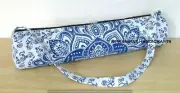 Indien Ombre Blue Handmade Portable Adjustable Strap Yoga Mat Boho Shoulder Bag