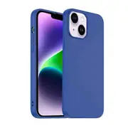 For Apple iPhone 14 Plus Silicone Silky Soft Case with Microfiber TPU Ultra Slim Anti Scratch Shockproof Cover (Blue)