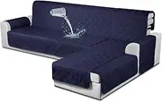 TAOCOCO Waterproof Sectional Couch Covers L Shaped Sofa Covers Chaise Lounge Cover 3pcs Reversible Sofa Covers for Sectional Sofa Pet Kids Furniture Protector with Elastic Straps(Large, Navy Blue)