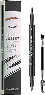 Microblading Eyebrow Pen - Waterproof 2-in-1 Dual-Ended Eye Brow Pen with 2-Fork-Tip Brow Pen and Precise Brush Create Natural Looking Defined Eyebrows Last All Day