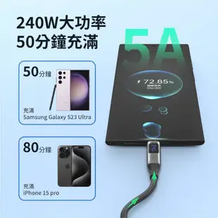 PHILIPS飛利浦 Type-C to Type-C PD USB3.1 數位顯示編織快充線-240W