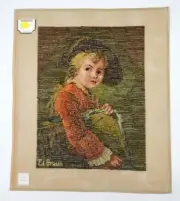 Lindhorst Tapisserie Needlepoint Wall Tapestry Portrait of a Boy Needlework Art
