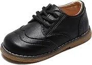 [Panegy] Kids Girls PU Leather Low Lace Elegant Lightweight Brogue Shoes with Moribida Sole for Party Wedding