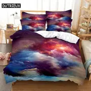 a2793 Bed Sheets Starry sky Bedding Sets Digital Printing Quilt Cover Mario Pattern Bedspread Bedding3-Piece Bedding Set (1 Duvet Cover + 2 Pillow