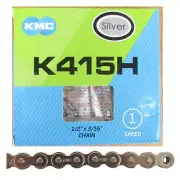 CHAIN KMC 1/2x3/16 415 Heavy Duty Nickel Plated 1speed Silver 98Links