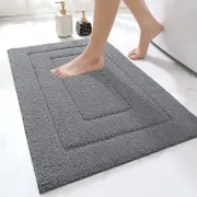 Dawnell Non-slip Bath Mat Soft Water Absorbing Microfiber Bath Mat Machine Washable Extra Thick Bathroom Shower Mat 50 X 80 Cm Gray