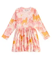 [Stella McCartney Kids] Stella McCartney Kids Praire Horses cotton-blend dress Y 4 pink