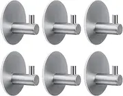 HouseAid Self Adhesive Circle Towel Hooks No Drilling Robe Hook Holder Stick on Wall Heavy Duty Stainless Steel Brushed Nickel (6 Pack)
