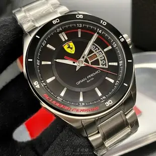 FERRARI手錶, 男錶 46mm 黑圓形精鋼錶殼 黑色中三針顯示, 運動錶面款 FE00071