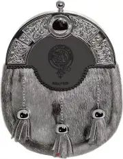 Beattie Dress Sporran 3 Tassels Studded Celtic Arch Scottish Clan Crest