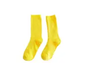 New Olid Pure Colour Formal Socks Cotton Fashion Casual Breathable Crew Socks - Yellow 2 Pairs