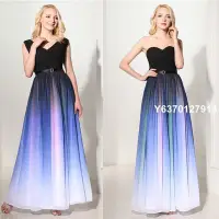 在飛比找Yahoo!奇摩拍賣優惠-Engerla禮服簡約歐美藍色漸變色大貨晚禮服現貨伴娘服