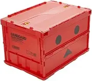 Trusco Nakayama (TRUSCO) Thin Folding Container TRC50BADNBR with Locking Lid, Red Storage Case, Storage Box