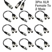 10PC 3Pin XLR Female Jack To 2 Male Plug Y Splitter Cable Adapter Microphone