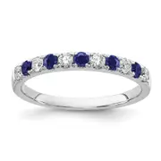 14k White Gold 1/2 Ct. Lab Grown Diamond VS/SI+ G+ and Lab Created Blue Sapphire Band Ring