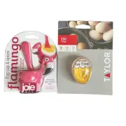 Egg Lover Gift Set - Taylor Egg Timer & Joie Flamingo Egg Cup & Spoon