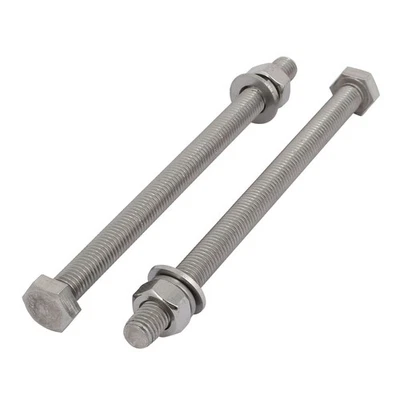 2 Set M10x150mm 304 Stainless Steel Hex Bolts w Nuts and Washers Assortment Kit