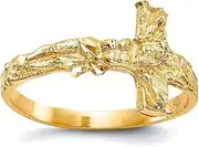 [JewelryWeb] 14k Yellow Gold Solid Polished Sparkle Cut Crucifix Ring Size 7.00 Band Style-Ring for Women