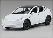 Scale Finished Model Car 1:32 for Tesla Model Y Alloy Die-Casting Scale Model Car Collectibles Decoration Die-cast Vehicle(White)