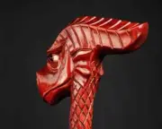 hand made hand carved red dragon wooden walking stick walking cane cristmas gift