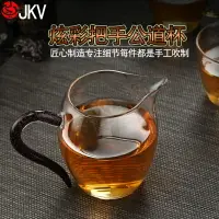 在飛比找樂天市場購物網優惠-JKV耐熱玻璃公道杯銅茶漏套裝炫彩把加厚茶海茶具零配公杯分茶