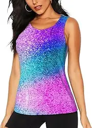 [OAZCVBNN] Glitter Sequin Spot Print Hot Summer Sleeveless Tops Athletic Tank Tops Gym Active Lifestyles Casual Outings