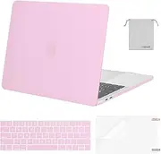 MOSISO Compatible with MacBook Pro 13 inch Case 2016-2020 Release A2338 M1 A2289 A2251 A2159 A1989 A1706 A1708, Plastic Hard Shell Case&Keyboard Cover&Screen Protector&Storage Bag, Clear Pink