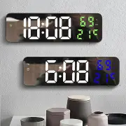AGSIVO Digital Wall Clock Alarm Clock Large LED Display with Automatic Brightness / Indoor Temperature / Humidity Monito