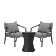 Livsip Outdoor Patio Furniture Set Ice Bucket Black Table Bistro Setting 3pcs