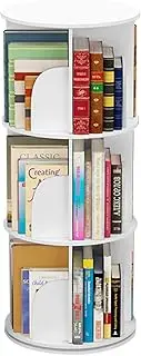 MIUZ 3 Tier Rotating Bookshelf 360 Display Tier Floor Standing Bookcase Storage Rack for Kids and Adults Bookshelf Organiser (3 Tier)