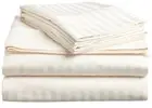 Cream Striped Queen 4 Piece Bed Sheet Set 1000 Thread Count 100% Egyptian Cotton