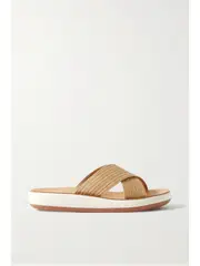 [Ancient Greek Sandals] Ancient Greek Sandals - Thais Woven Raffia Slides - IT39 IT 39 Neutrals