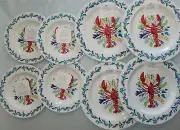 Sigrid Olsen Melamine Lobster 4 Dinner & 4 Salad Plates Sealife Coastal Nautical