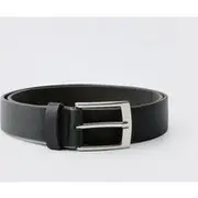 Mens Black Faux Leather Textured Belt With Silver Buckle