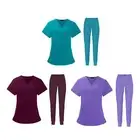 Uniform Scrub Set Top and Pants Comfortable Stretch Machine Washable Short