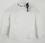 New Sandro Paris Womens Size 3 Large Long Sleeve White Semi Sheer Chiffon Blouse