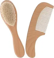 JOINPAYA Hair Brush Set Soft Bristle Shampoo Brush Comb for Newborns Wood Handle for Bath Gentle Grooming Tool for Showers