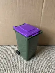 Mini Replica Collectable Mastec 240l Wheelie Bin Dark Green With Purple Lid